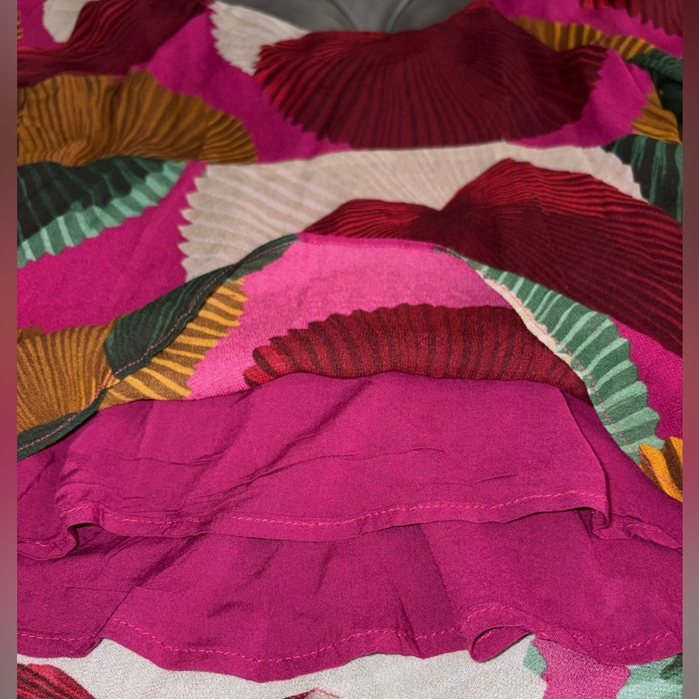 Farm Rio for Anthropologie XS Floral Puff Sleeve Top Pink Statement Blouse - Picture 8 of 9